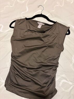 H&M Sleeveless Ruched Women's Top - Olive Brown